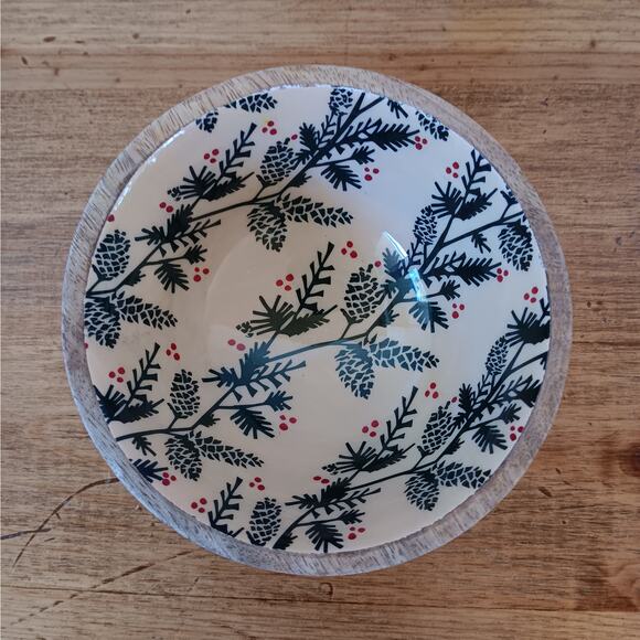 Creative Co-op Pine & Holly Mango Wood Bowl - Picture 3 of 11